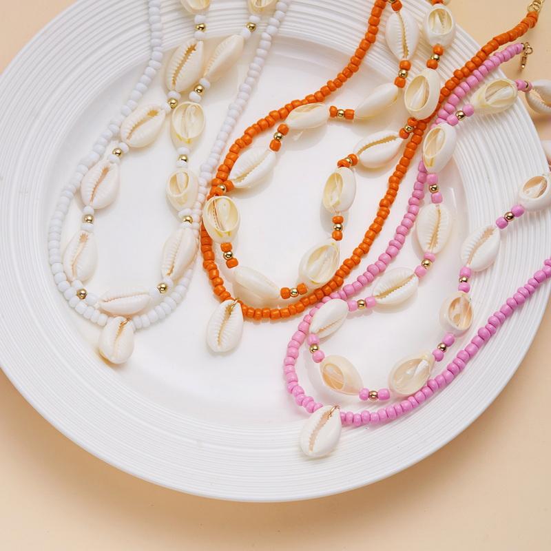 Double Layer Beach Seashell Choker Necklaces Bohemian Natural Shell Short Collar For Women Rope Chain Choker Accessories