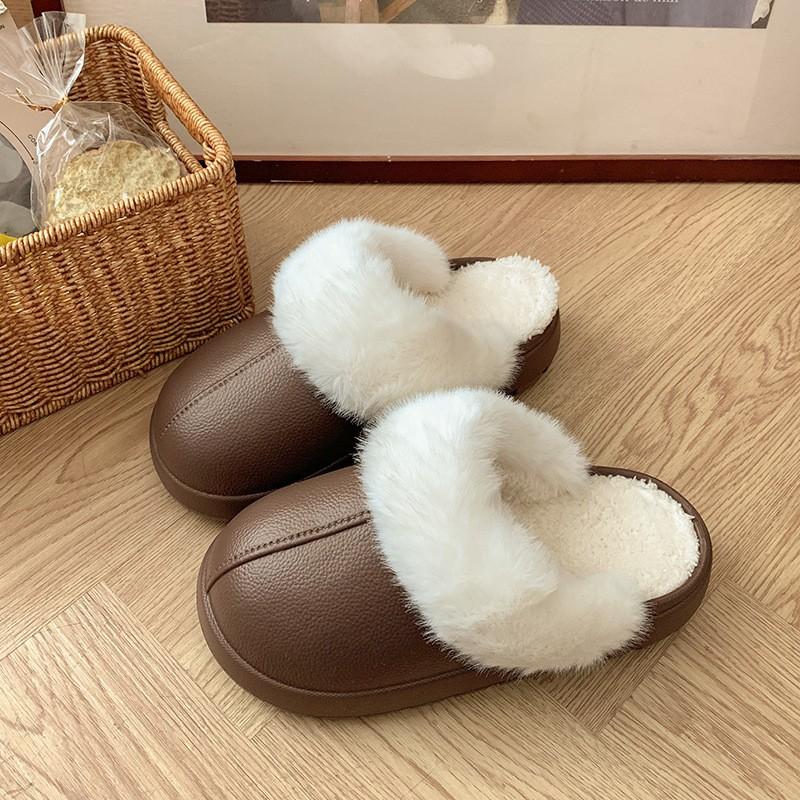 

Thick-Soled Cotton Slippers for Women, Non-Slip, Closed Heel, Detachable, Winter Fleece-Lined, Indoor and Outdoor Wear, Men s Home Warm Cotton Shoes 44/45 коричневий