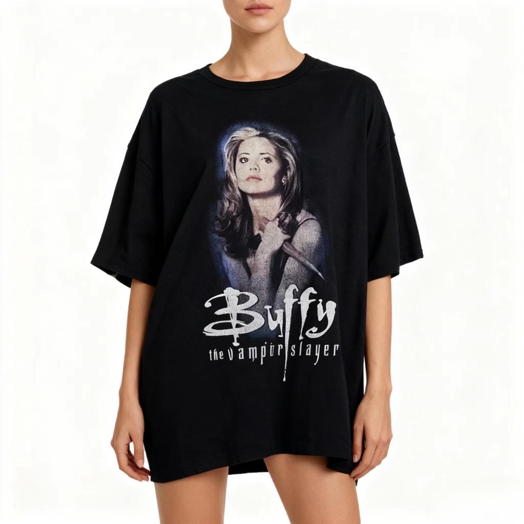 Buffy The Vampire Slayer T Shirt Sarah Michelle Gellar Shirt Movie TV Show Merch Shirt 90s Retro Personalized Casual TShirt