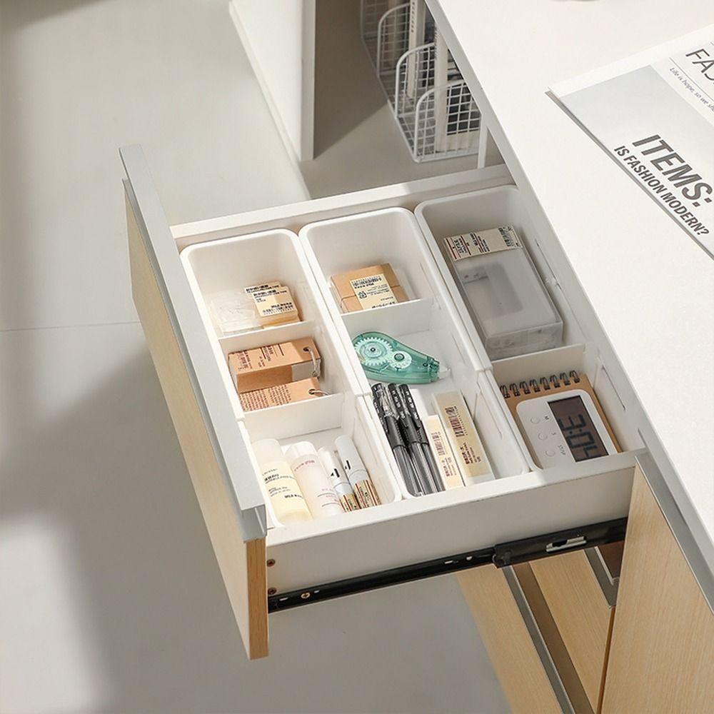 Large Capacity Retractable Storage Box Cosmetics Box  for Stationery Medicine Sundries Separation