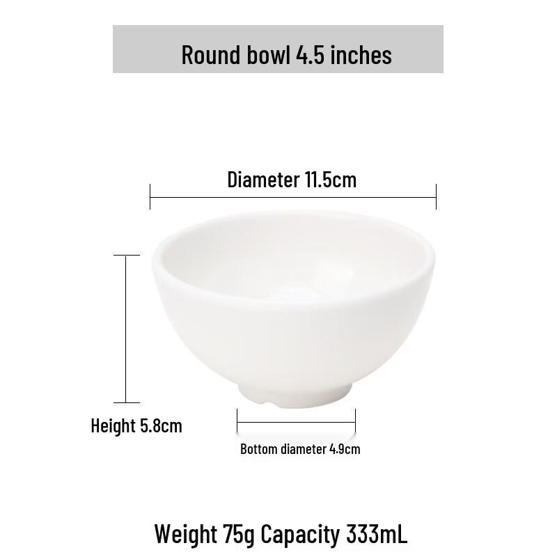 Qianxing White Melamine Soup & Rice Bowls