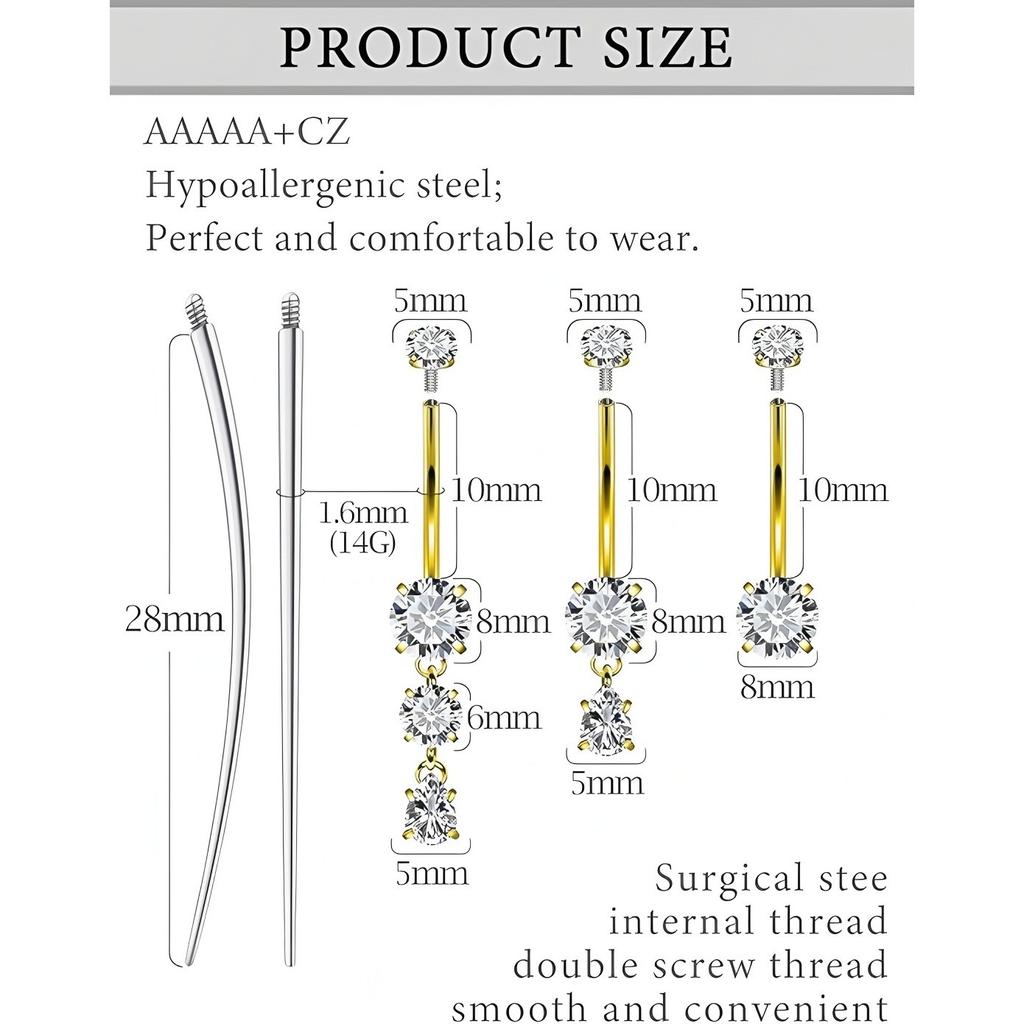 Multi-Style Stainless Steel Trendy Unisex Umbilical Navel Piercing Accessories for Wedding Birthday Anniversary