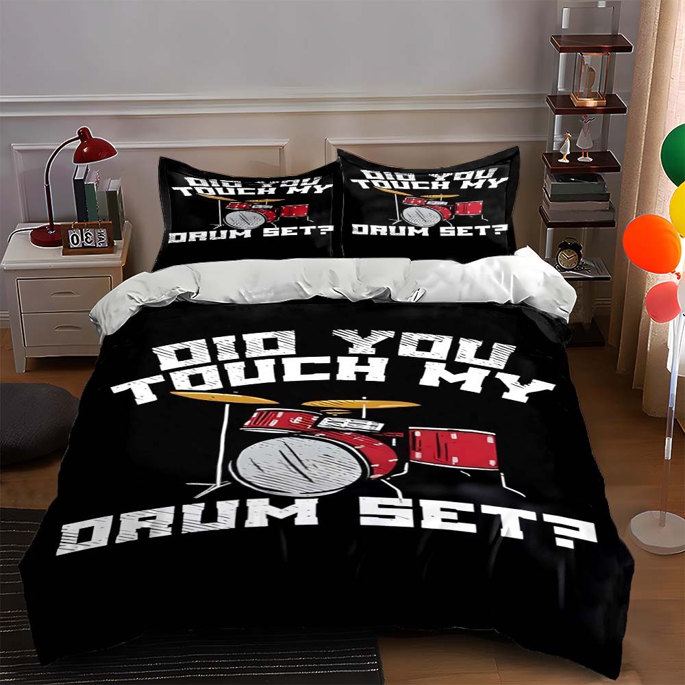 

Drum set illustration. Bedding Duvet cover sets Duvet covers Pillowcases gifts (1 * Duvet Cover 2 * Pillowcases, without duvet insert) 135x200cm