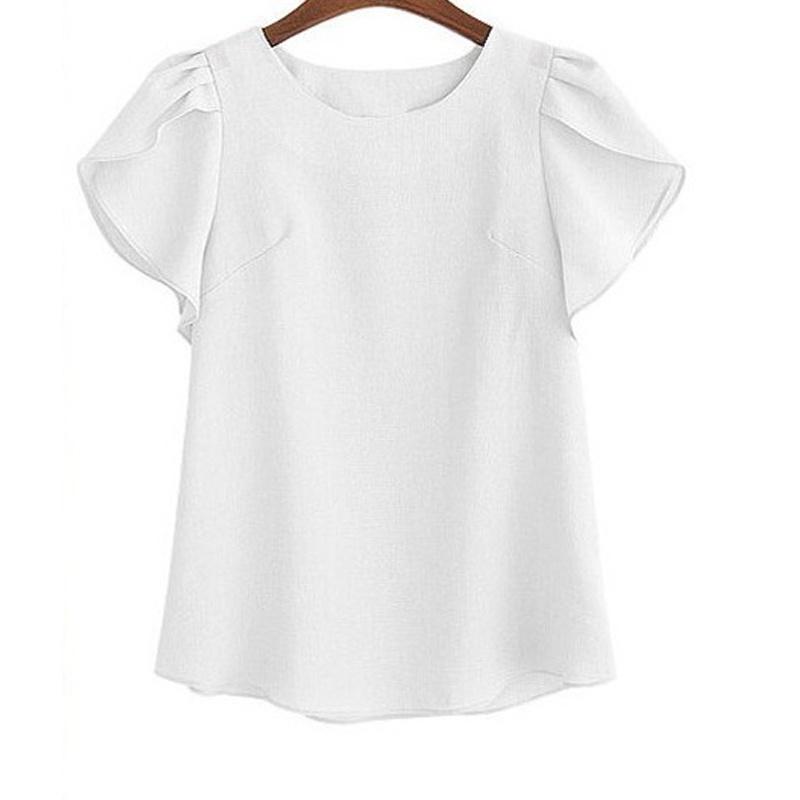 Summer Women Lotus Short Sleeve Blouse Tops Ladies Loose T Shirt Casual Top Tee