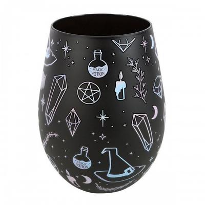 Crystal Witch Print Stemless Wine Glass