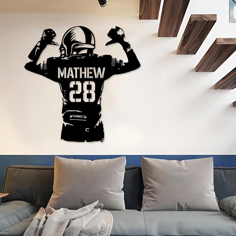 Metal Wall Art Personalized Football Player Sign Home Sports Decor Gift