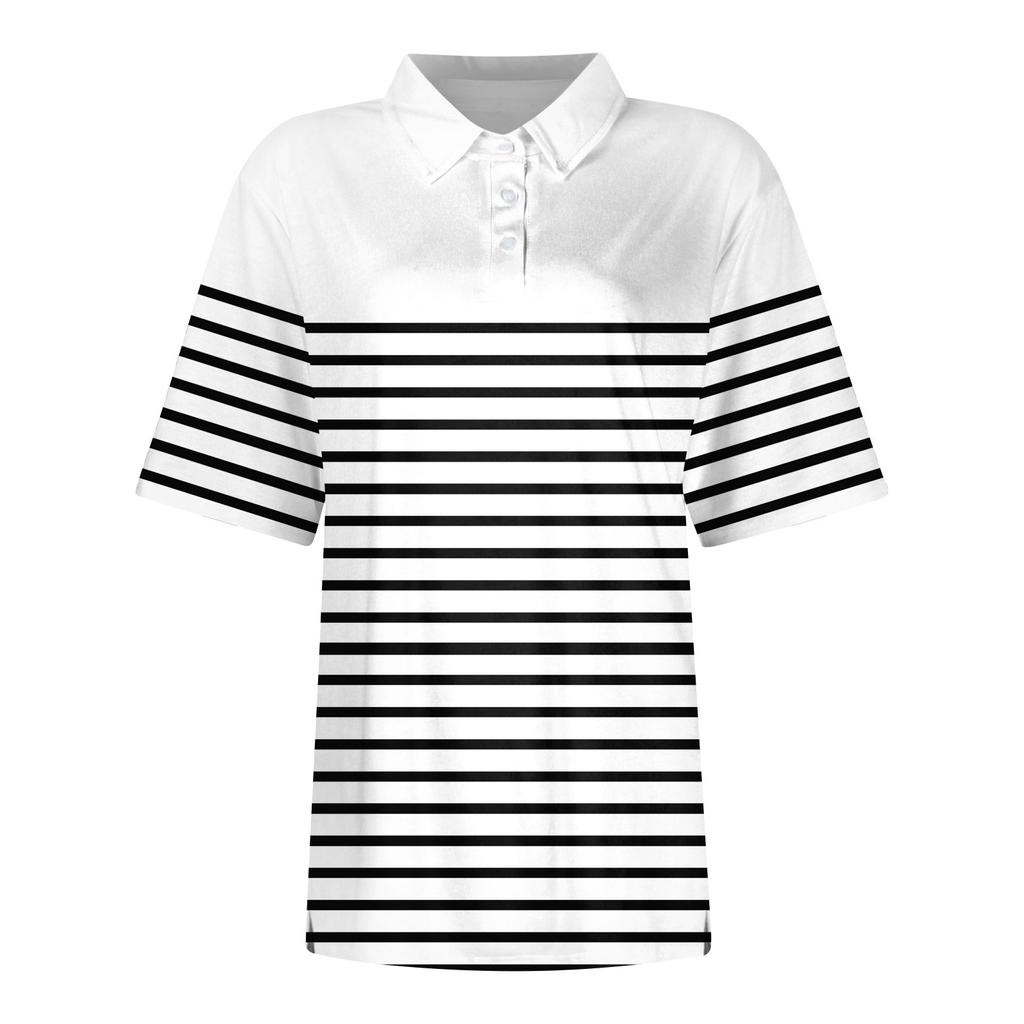 Modna damska koszula na co dzień z klapami i krótkim rękawem, z nadrukiem. Topy damskie zapinane na guziki