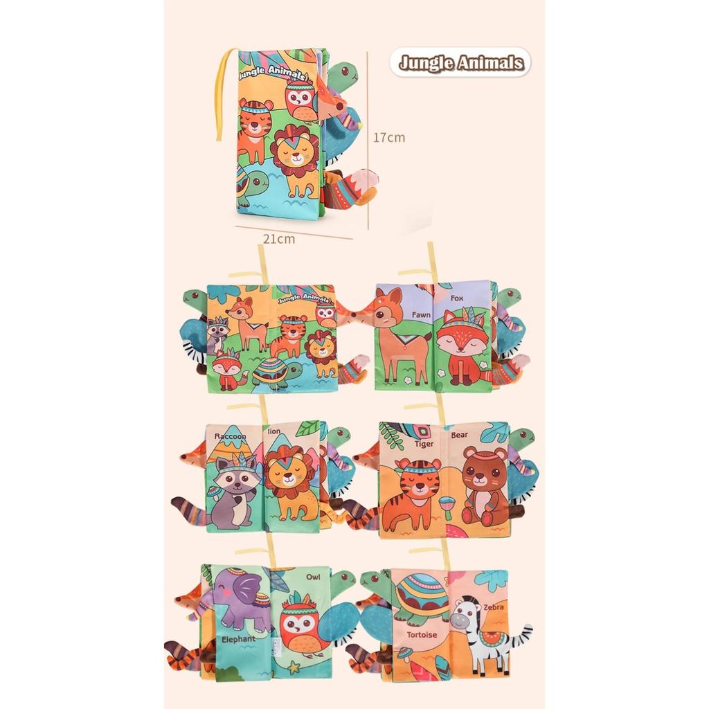 Baby Books Montessori Toys Waterproof  Soft Cloth Books 3D Animal Cognitive Infant Early Learning Educational Fabric Books Toys