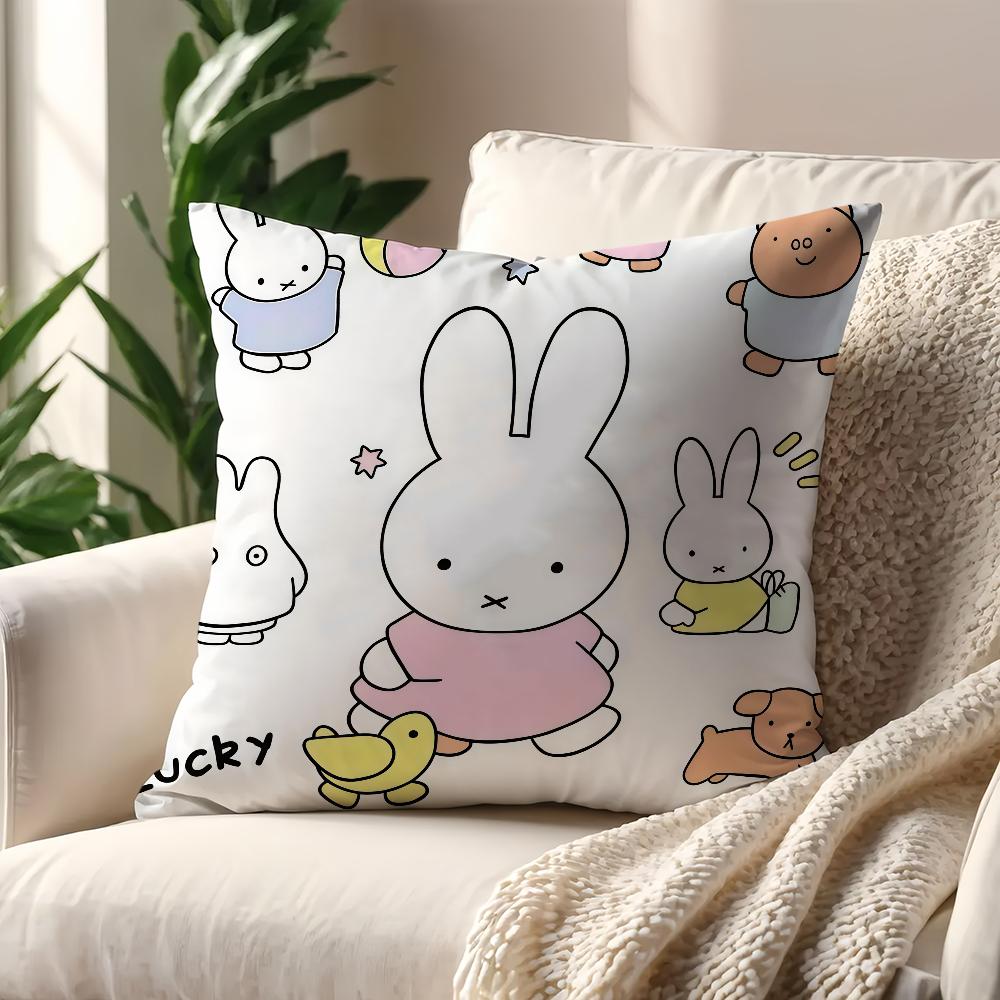 Kawaii MMiffy Cute cushion cover For Pillow Printing Sofa Decoration Home Car Room Coffee Shop Office Nordic Simplicity