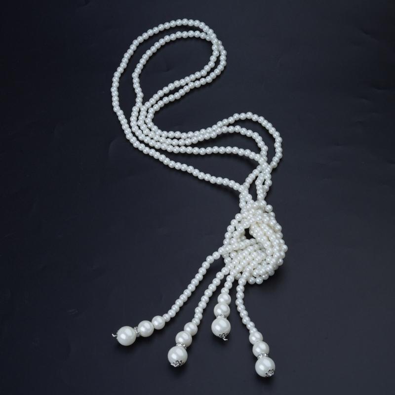 Elegant Pearls Multi Layer Necklace Chic Multi Layer Pearls Necklace Jewelry with Knot Designs for Social Gatherings