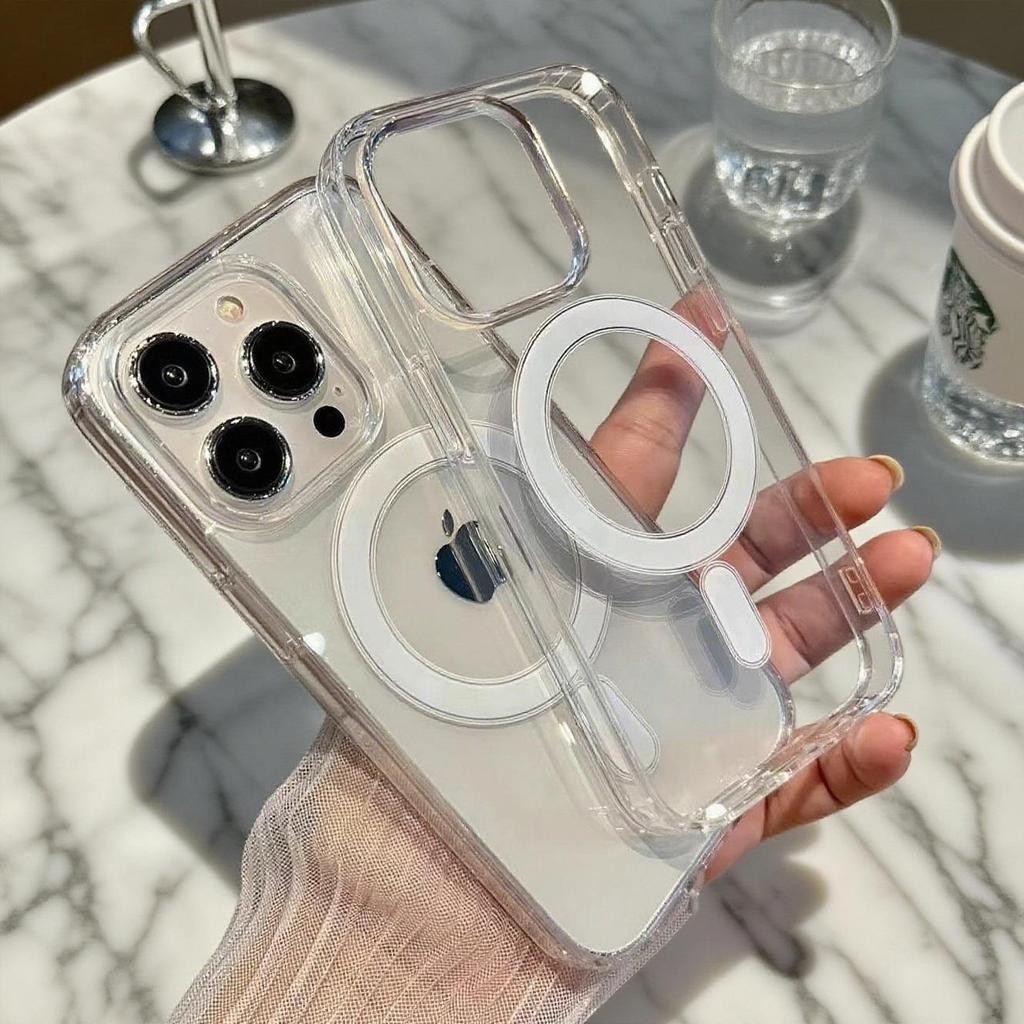 Magnetische transparente Hülle für Apple iPhone 17 Pro Max, Kompatibel mit 16/15/14/13, Magsafe Zwei-in-Eins.