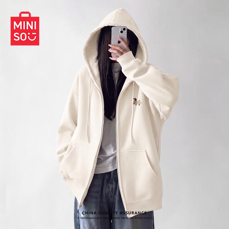 MINISO Women's Casual Hooded Zip-Up Sweatshirt