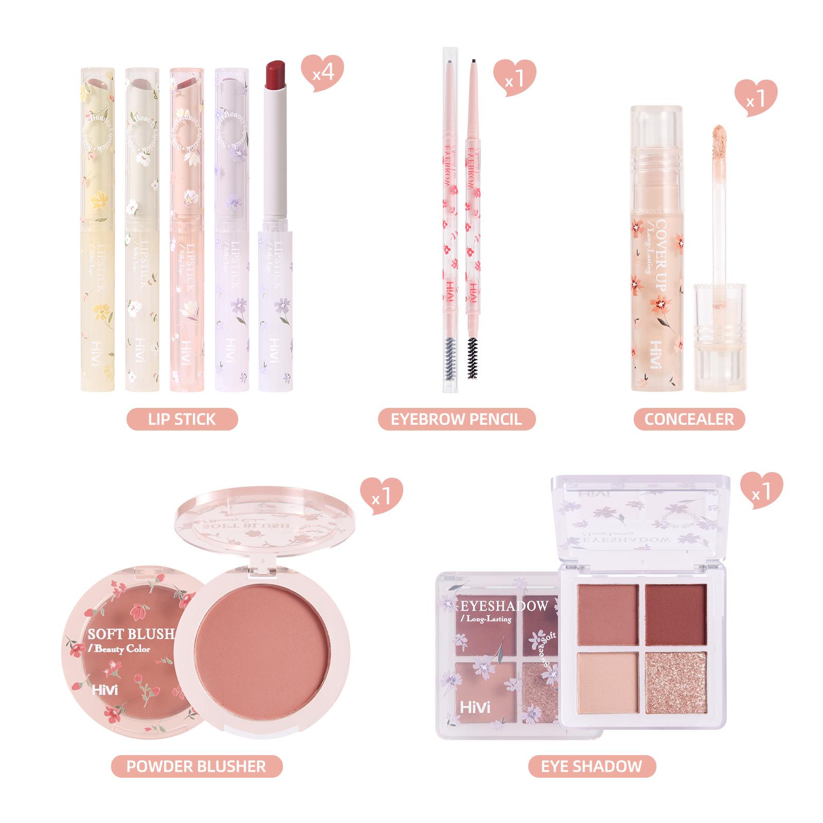 

8 шт./компл. косметический набор: губная помада, консилер, тени для век, набор для макияжа для бровей и румян