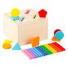Children color shape classification building block coin box color stick shape matching game wooden teaching aids