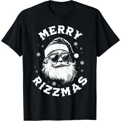 Merry Rizzmas Kids Teens School Funny Christmas Santa Claus T-Shirt