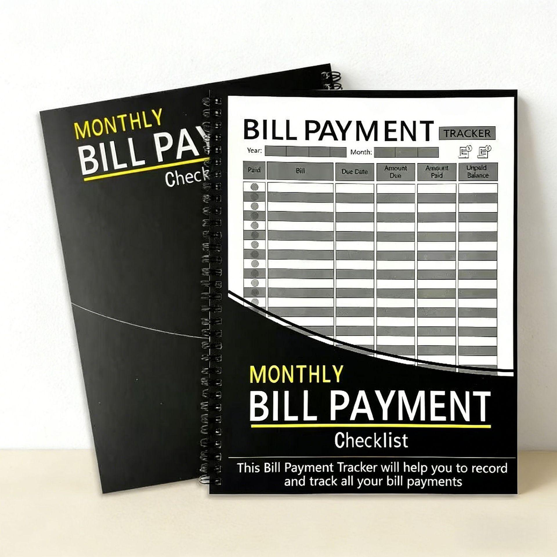 New product monthly bill payment plan book coil book financial planning notebook budget book B5 чёрный
