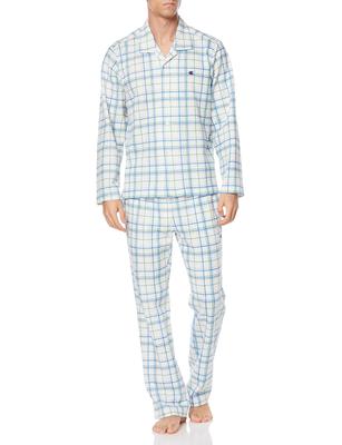 Pijama Longa Longa de Cartão M [Champion], Mangas, Calças, Tricô, Masculina, Azul,