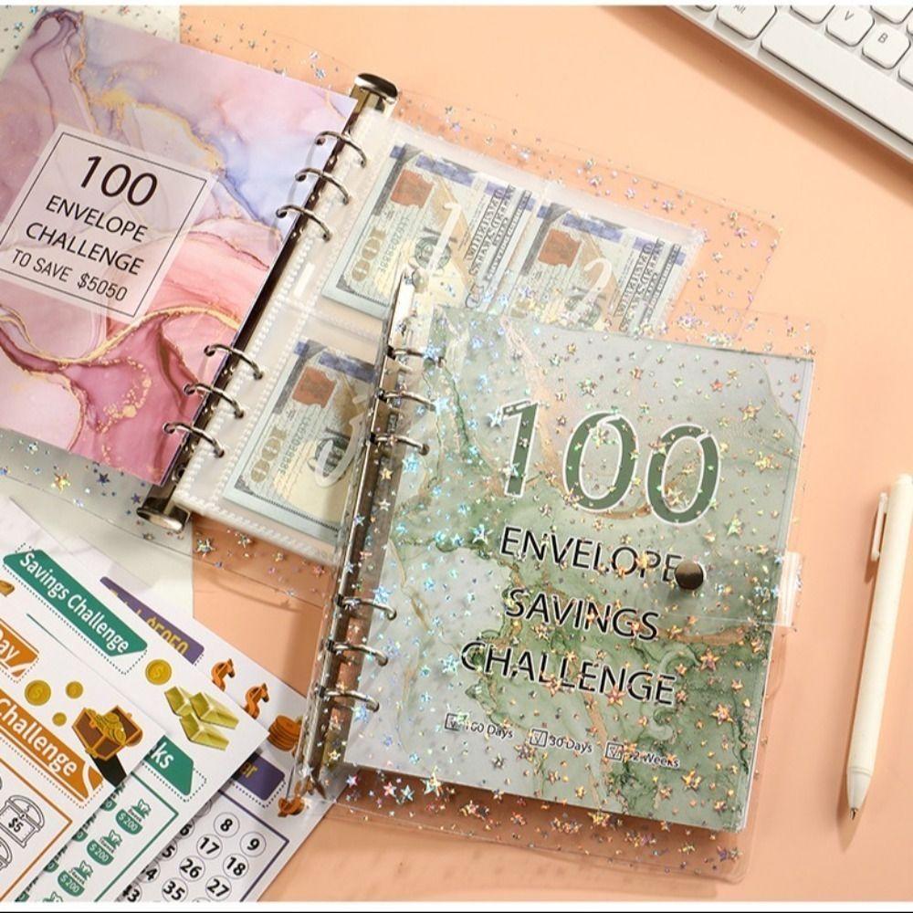 Large Capacity 100 Envelopes Money Saving Challenge Shining Savings Challenges Book  Couples