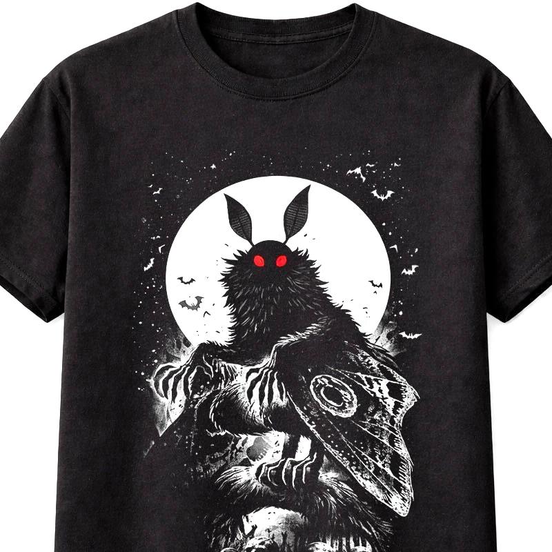 MothUnisex Cryptid Gothic Horror Occult Moon Skull Graphic Unisex TShirt S5XL S