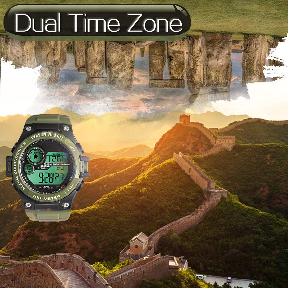 Multi-function 10 ATM Water Resistant Men's Watch, Perfect for Swimming, Diving, and Surfing, with Alarm, Calendar, Stopwatch, Dual Time, and 12-hour