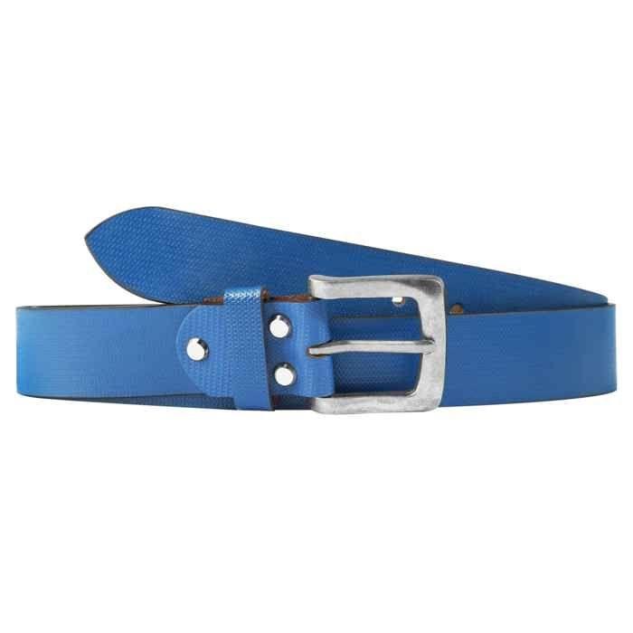Ceinture - LEONARDO VERRELLI - Large L - Cuir véritable - Bleu - Largeur 3,8 cm