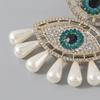 Retro European & American Fashion Devil Eye Rhinestone Pearl Earrings