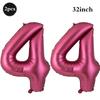 Giant 32 Inch Number Balloon Set Metallic Rose Red Foil Helium Balloon Kit DIY Happy Birthday Party Decor Kids Adult Anniversary