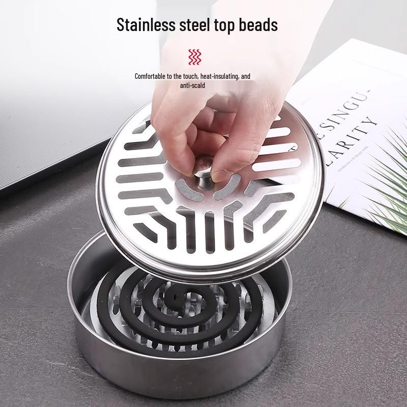 Fireproof Triangular Mosquito Coil Box with Lid - Anti-Scald, Portable Ash Tray for Outdoor Use