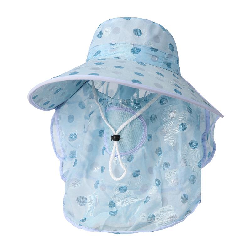 Middle-Aged Mother Ice Silk Sunscreen Hat Women'S Summer Farm Work Visor Big Edge Shawl Outdoor Tea Picking Hat