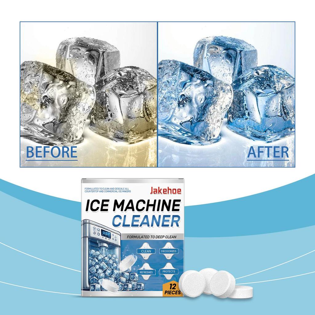 12 STÜCK Eiswürfelmaschinen-Reinigungstabletten Haushalt Sanfte Reinigung Entkalkung Desodorierung Pflege Eiswürfelmaschinen-Reinigungstabletten