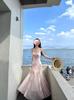 Dopamine South East Asia Island Vacation Dress Atmosphere Pure Desire Spice Girl Floral Mesh Buttocks Suspender Long Dress