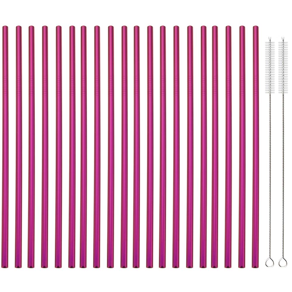 20Pcs 304 Stainless Steel Drinking Straw High Quality Straw Set Eco-friendly Reusable Metal Straws Set Party Juice Bar Accessory
