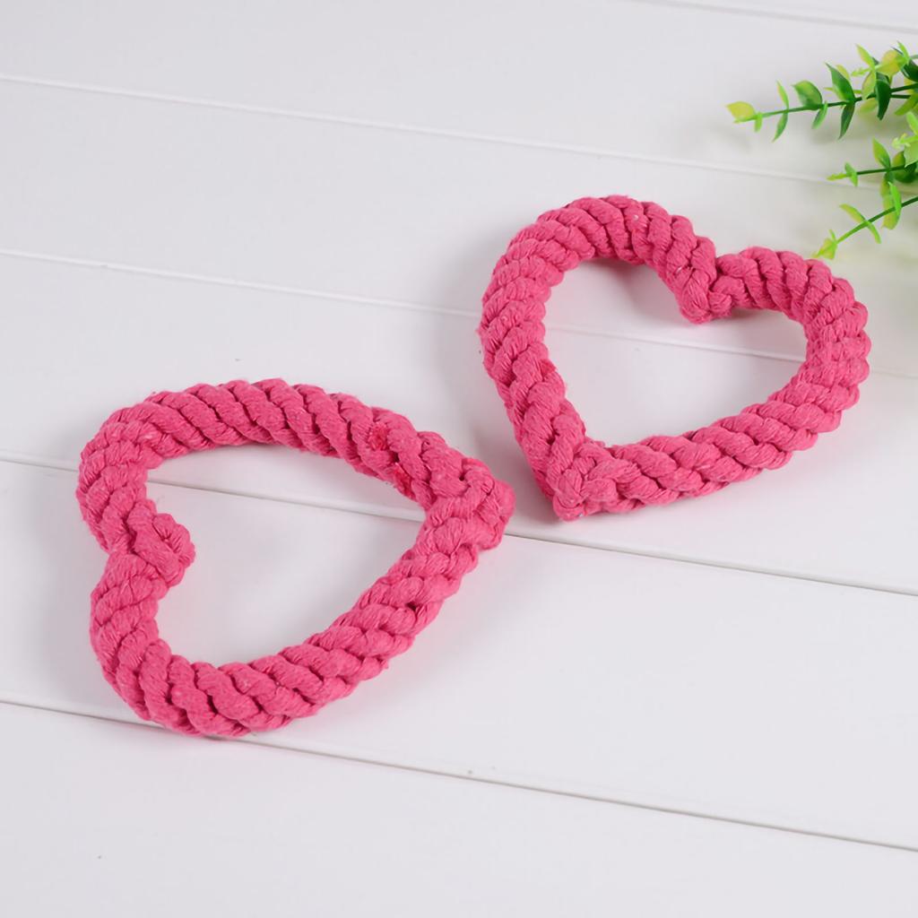 Hund Seilspielzeug Handgewebt Bissfest Geruchlos Herzform Kauen Welpe Zahnen Baumwollseil für