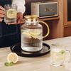 1 brocca in vetro a coste con coperchio, vetro borosilicato alto per impieghi gravosi, brocca per acqua, caraffa per bevande per bevande calde e fredde, bicchieri