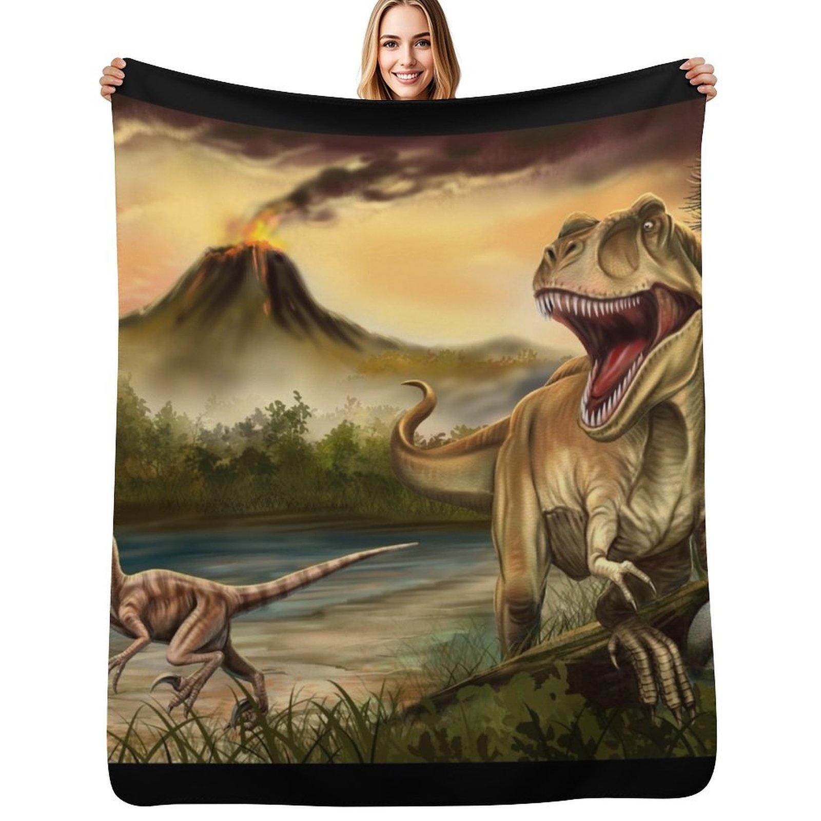 Predator Dinosaurs Throw Blanket Plush Fuzzy Cozy Blanket for Couch Sofa Size: 75*100cm, Weight: 230 GSM