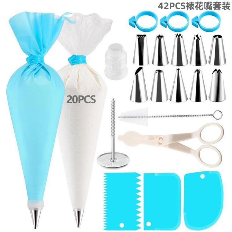 Silikon-Spritzbeutel und Spitzen-Set, Kuchen-DIY-Dekorationsset mit Edelstahldüse, wiederverwendbares Silikon-Gebäck-Backwerkzeug
