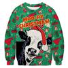 New Christmas Santa Claus Ugly Fashion Casual 3D Digital Printing Personalized Round Neck Long Sleeve Pullovers