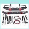 Bumper Metálico de Alta Qualidade para RC Rock Crawler com Luzes LED Brilhantes para Axial Scx10 9004