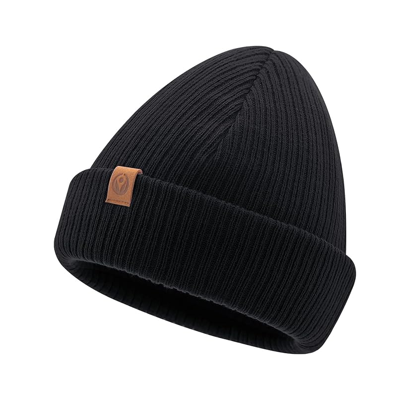 

[OMKUY] knit hat men s Thick spring autumn winter beanie hat ribbed cold weather hat knit cap ladies double structure beanie cap care hat medical hat