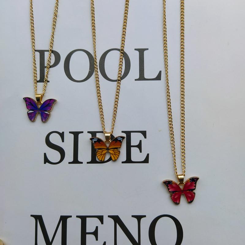 Korean Fashion Cute Butterfly Pendant Necklace for Women Golden Color Statement Necklace Zircon Gifts Wholesale Dropshipping