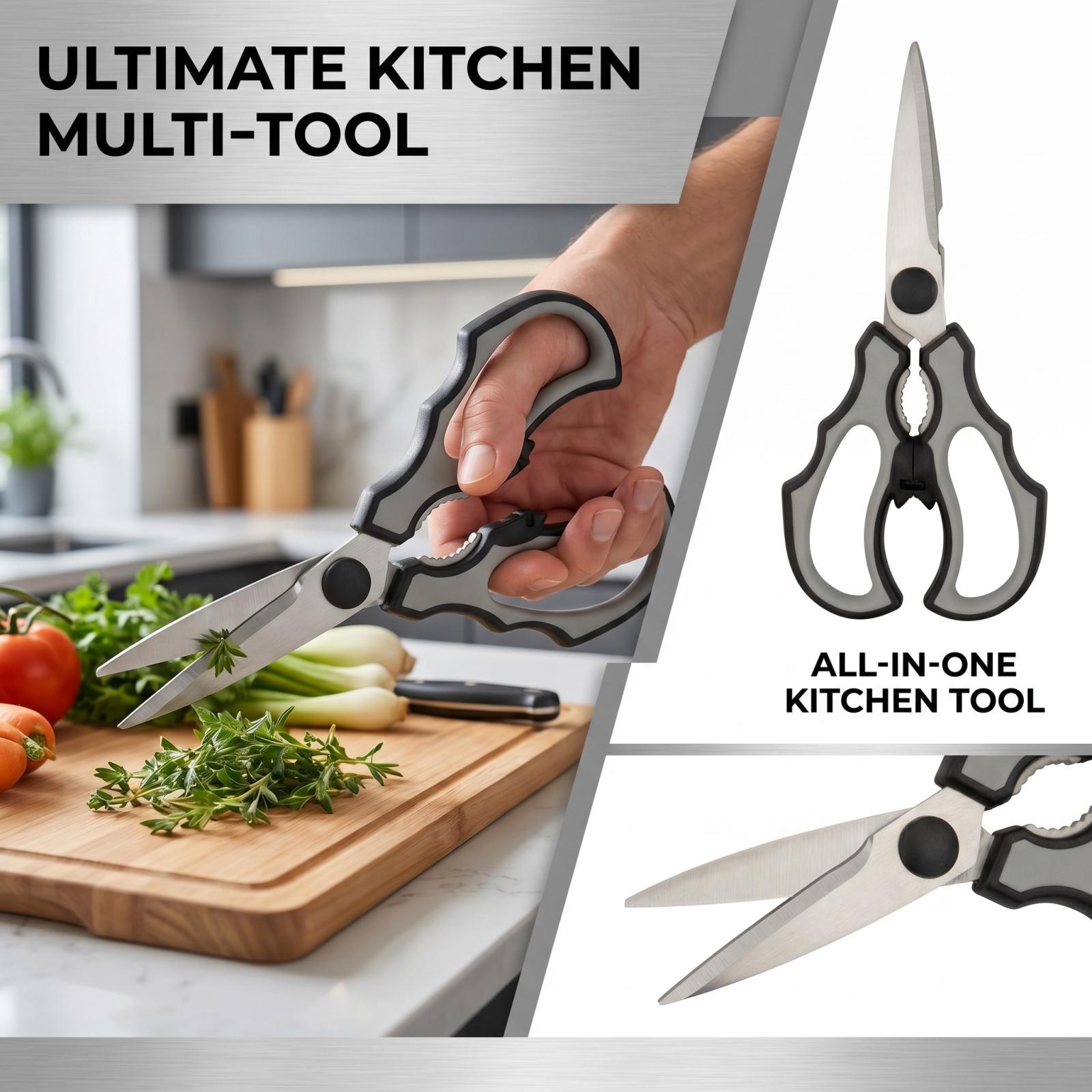 Stainless Kitchen Shears Multipurpose Scissors for Meat Poultry and Vegetables One Size