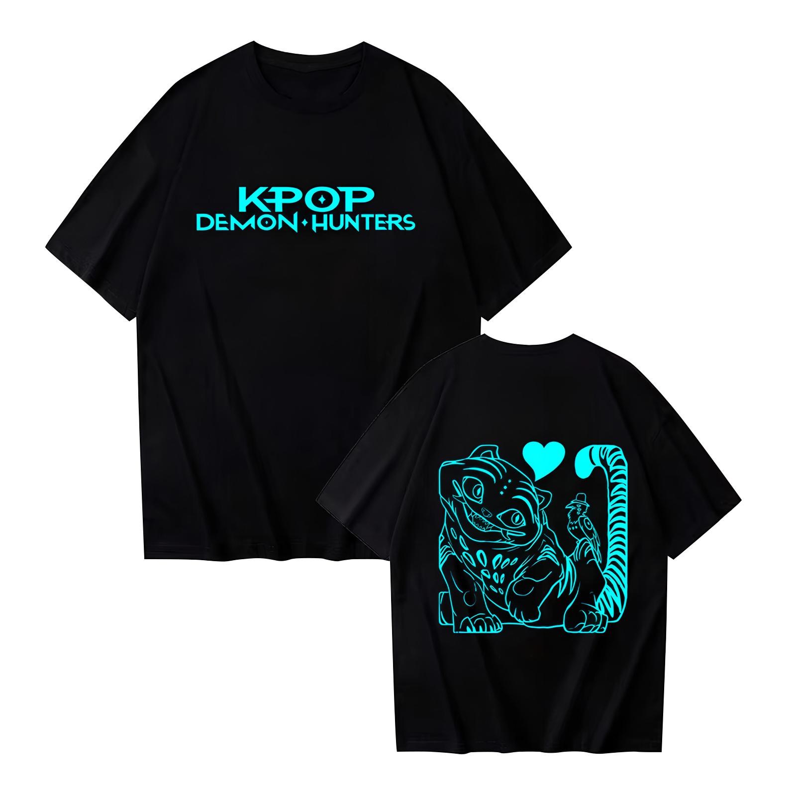 

Women s Casual Cotton Luminous Print T-shirt Round Neck Pullover Short Sleeve Top XXL