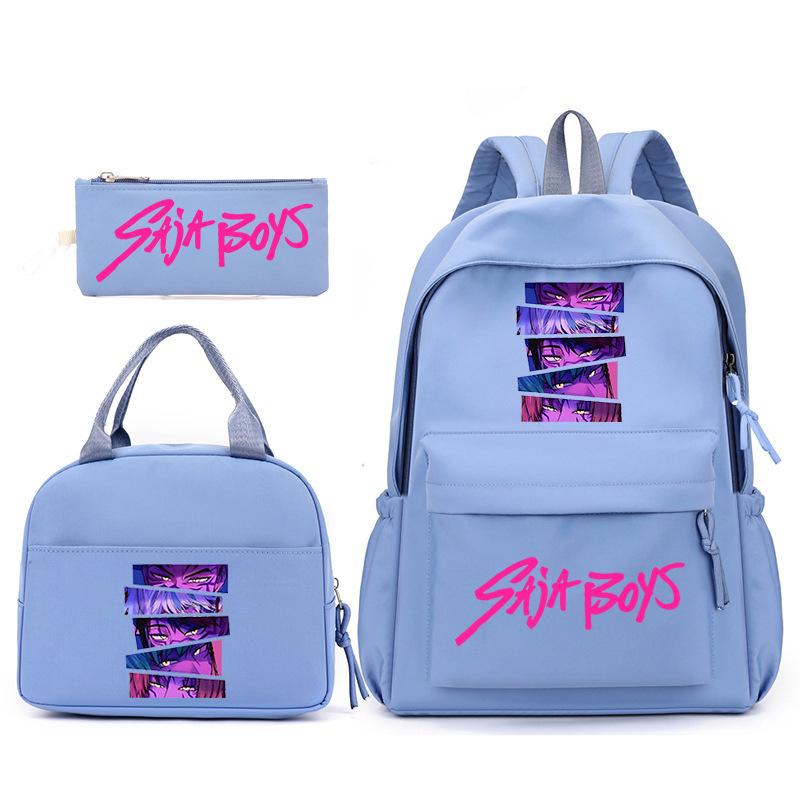 Kpop Anime Cartoon Printed Children'S School Bag Set Primary And Secondary School Student Pencil Bag College Meal Bag