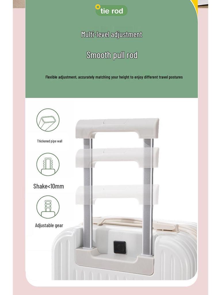18" Unisex Carry-On Suitcase with Silent Wheels, Durable Korean Style, Thick Design, Combo Lock