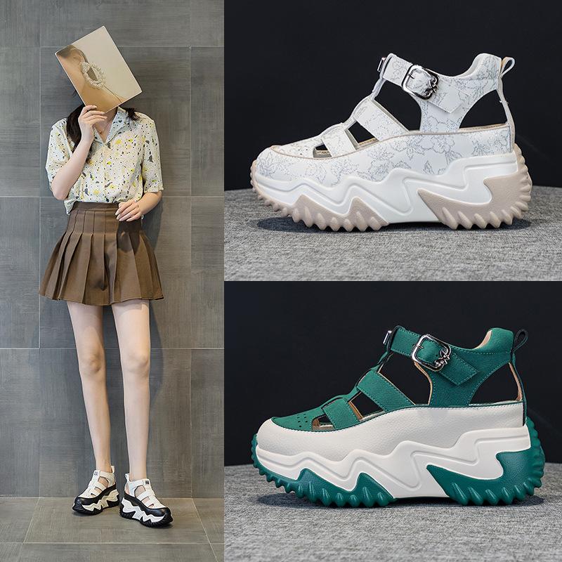 Innen Erhöhung 7CM Alte Papa Schuhe Damen Sommer 100 Dicke Sohle Hohl