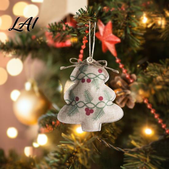 Hanging Ball Decor Burlap Christmas Ornaments Rustic Linen Fabric Decoration Tree Stocking Handmade Style Xmas Decorative Props Star Shaped Vintage