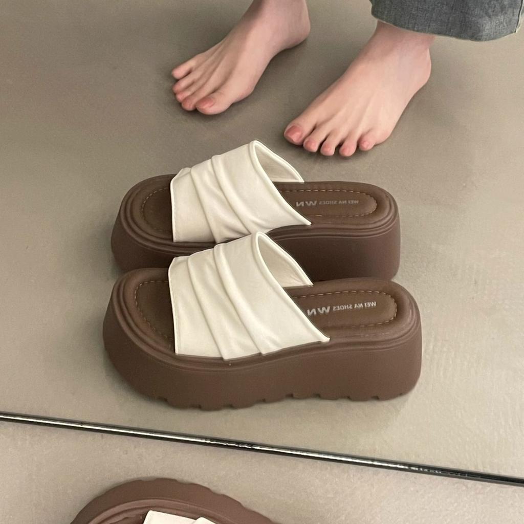 [R & D arch sole] Lovanson's thick-soled one-word slippers women's 2025 summer wear cool slippers