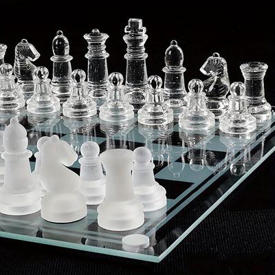 10 Zoll Handgefertigtes Schachspiel aus Glas Premium-Qualität Aufwändiges Design Für Heimdekor Perfekt für Spieleabende & Schachliebhaber
