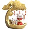 Aris & Juno Glückskatze Geldbaum Sparschwein - Harz Maneki Neko Statue mit Goldmünzen, Feng Shui Dekoration für Zuhause Büro Geschäft, Geschenk für Glück