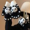 Cute red panda plush knitted gloves female winter thickened warm student riding cold can be divided